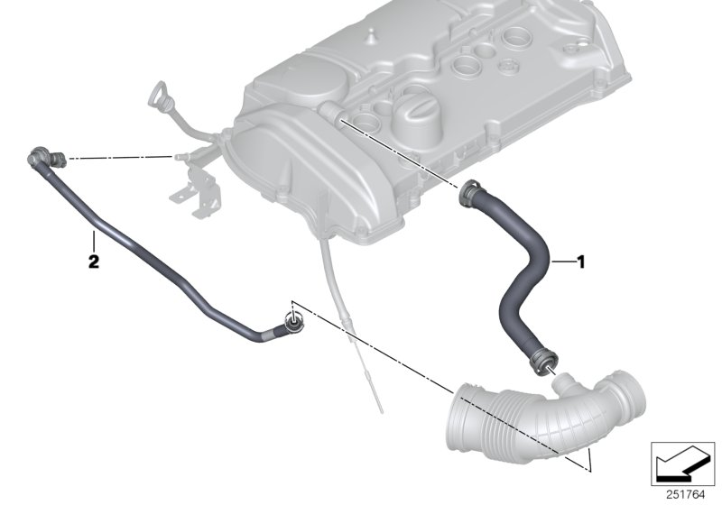 Система вентиляции картера для BMW F30N 320i ed N13 (схема запчастей)