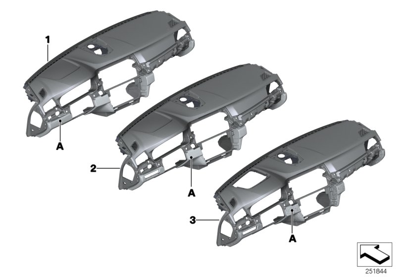 Индивидуальная панель приборов, кожа для BMW F11 528i N53 (схема запчастей)
