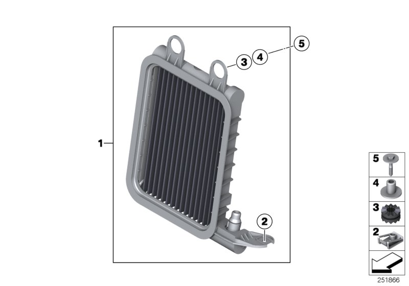 Доп. радиатор в колесной нише для BMW F25 X3 30dX N57N (схема запчастей)