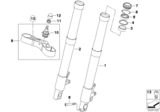 Подв.труба/перемычка вилки Нж Ø 41 мм для MOTO K27 R 1200 R 11 (0400,0490) 0 (схема запасных частей)