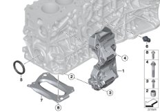 Блок цилиндров/дополнительные элементы для BMW F16 X6 30dX N57N (схема запасных частей)