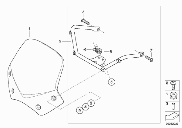 Ветрозащитный щиток Sport для BMW K27 R 1200 R 11 (0400,0490) 0 (схема запчастей)