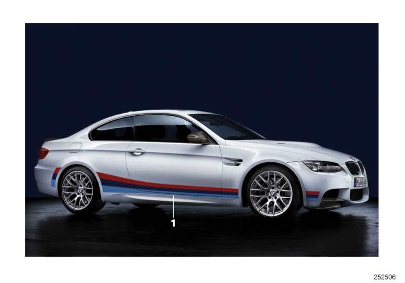 Боковые полосы для BMW E93 M3 S65 (схема запчастей)