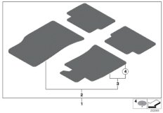 Ножные коврики для MINI R61 Cooper N16 (схема запасных частей)