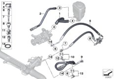 Маслопроводы гидроусилителя рул.управл. для BMW F10N 530dX N57N (схема запасных частей)