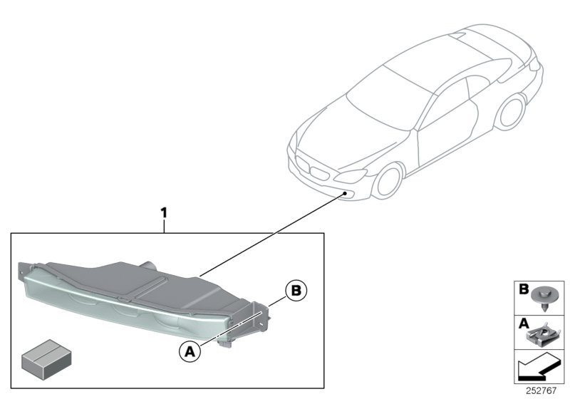 Дооснащение светод.п/туманными фарами для BMW F13 640dX N57Z (схема запчастей)