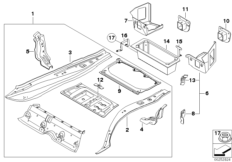 Дополнит.элементы пола багажника для BMW E81 116i 2.0 N43 (схема запасных частей)