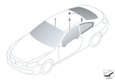 Остекление для BMW F13 640iX N55 (схема запасных частей)