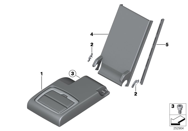 Средний подлокотник сиденья Зд для BMW F25 X3 28iX N20 (схема запчастей)