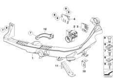 Кронштейн фары/держатель для BMW E91 320i N46N (схема запасных частей)