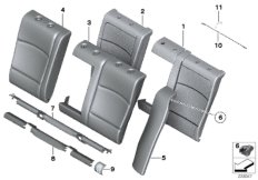 Набивка и обивка задн.сид.,люк в спинке для BMW F10 Hybrid 5 N55 (схема запасных частей)