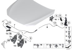 Капот/система замков для BMW F02N 730Li N52N (схема запасных частей)