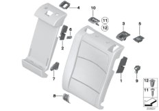 Накладки подушки заднего сиденья для BMW F11N 550i N63N (схема запасных частей)