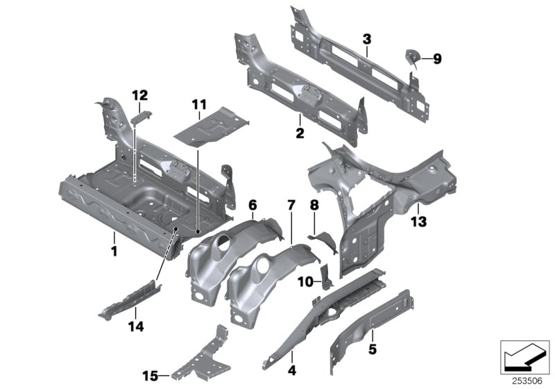 Дополнит.элементы пола багажника для BMW R58 Coop.S JCW N18 (схема запчастей)