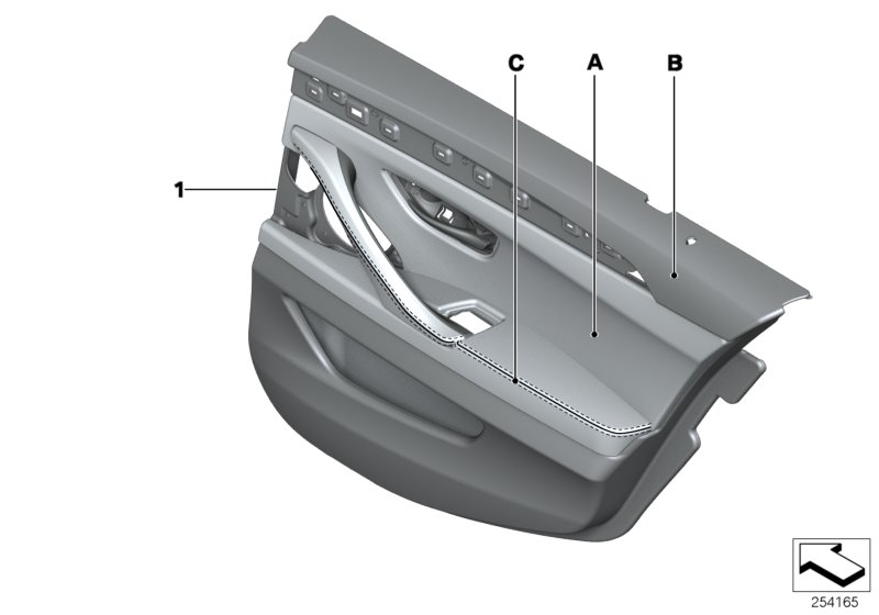 Индивидуальная обшивка двери Зд для BMW F10 M5 S63N (схема запчастей)