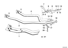 Приемная труба / глушитель для BMW E9 3.0CSi M30 (схема запасных частей)