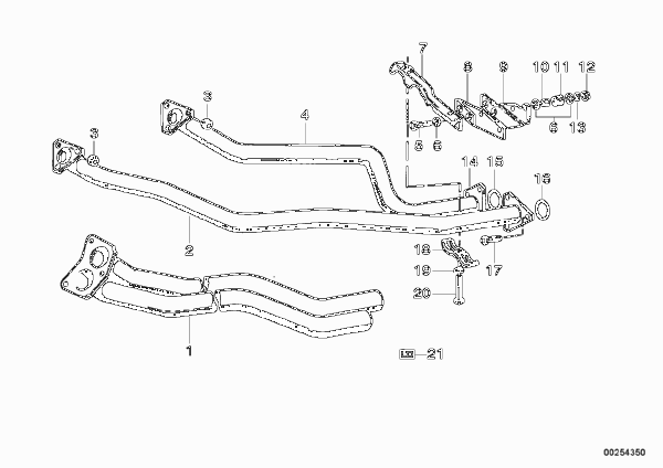 Приемная труба / глушитель для BMW E9 2800CS M30 (схема запчастей)