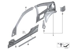 Детали бокового каркаса для BMW F13N 650iX 4.4 N63N (схема запасных частей)