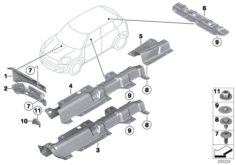 Теплоизоляция для BMW R61 Cooper S ALL4 N18 (схема запчастей)