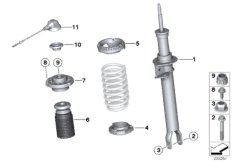 Стойка амортизатора Пд EDC/доп.элементы для BMW F10 M5 S63N (схема запасных частей)