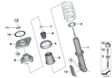 Детали амортизационной стойки Зд для MINI R60 Cooper ALL4 N18 (схема запасных частей)