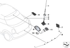 Детали антенны для BMW R58 Cooper N16 (схема запасных частей)