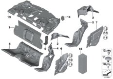 Звукоизоляция Зд для BMW F13N 650iX 4.0 N63N (схема запасных частей)
