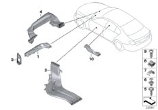 Вентиляционный канал для BMW E65 730i M54 (схема запасных частей)