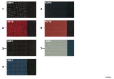 Стр.с образцами, цвета обивки кожа/ткань для MINI R50 One D W17 (схема запасных частей)
