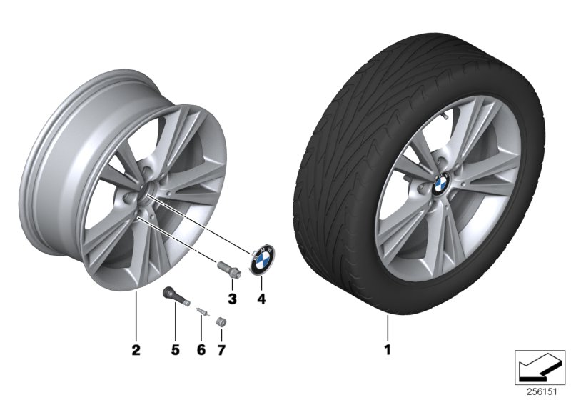 Л/c диск BMW со сдвоенными спиц.диз.385 для BMW F21 125i N20 (схема запчастей)