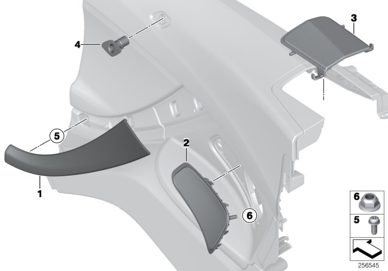 Доп.элементы боковой обшивки Зд для BMW F12N 640d N57Z (схема запчастей)