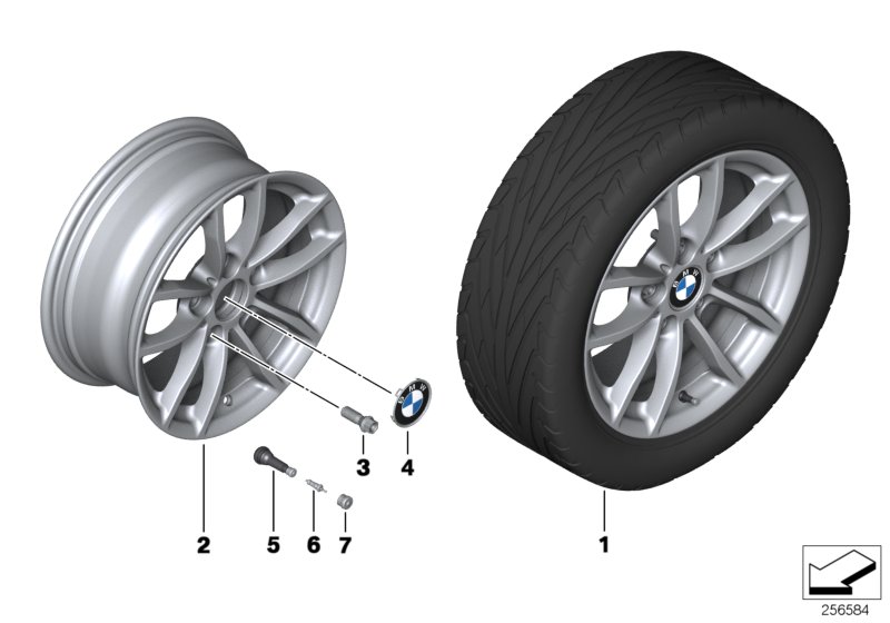 Л/c диск BMW с V-образн.спицами диз.378 для BMW F21 125d N47S1 (схема запчастей)