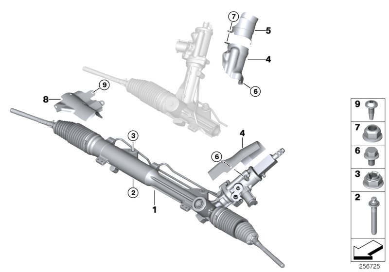 Рулевой механизм с гидроусилителем для BMW E90 M3 S65 (схема запчастей)