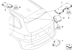 Детали разнесенной антенны для BMW E70 X5 3.0si N52N (схема запасных частей)