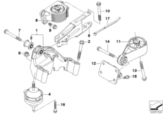 Подвеска двигателя для BMW R50 One 1.6i W10 (схема запасных частей)
