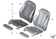 Набивка и обивка спортивного пер.сиденья для BMW F32N 435dX N57Z (схема запасных частей)