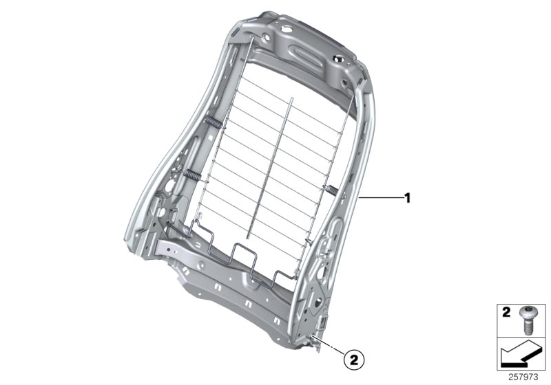 Каркас спинки переднего сиденья для BMW F31N 318i B38 (схема запчастей)