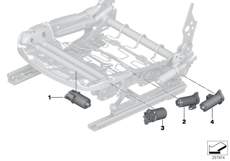 Сиденье Пд, э/оборудование и приводы для BMW F20 M135i N55 (схема запчастей)