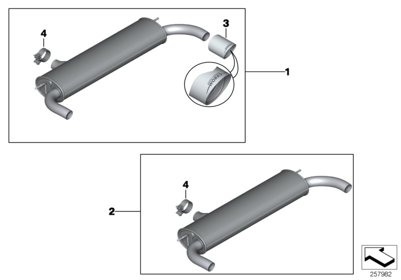 Система глушителя JCW для BMW R60 Cooper S N18 (схема запчастей)