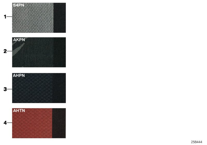 Образцовая сторона, цвета обивки, ткань для BMW R52 One W10 (схема запчастей)