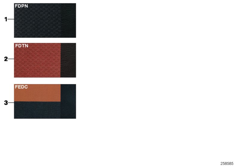 Стр.с образцами, цвета обивки кожа/ткань для BMW R52 Cooper W10 (схема запчастей)