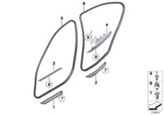 Защитная окантовка/накладка порога для BMW F36 420iX N20 (схема запасных частей)