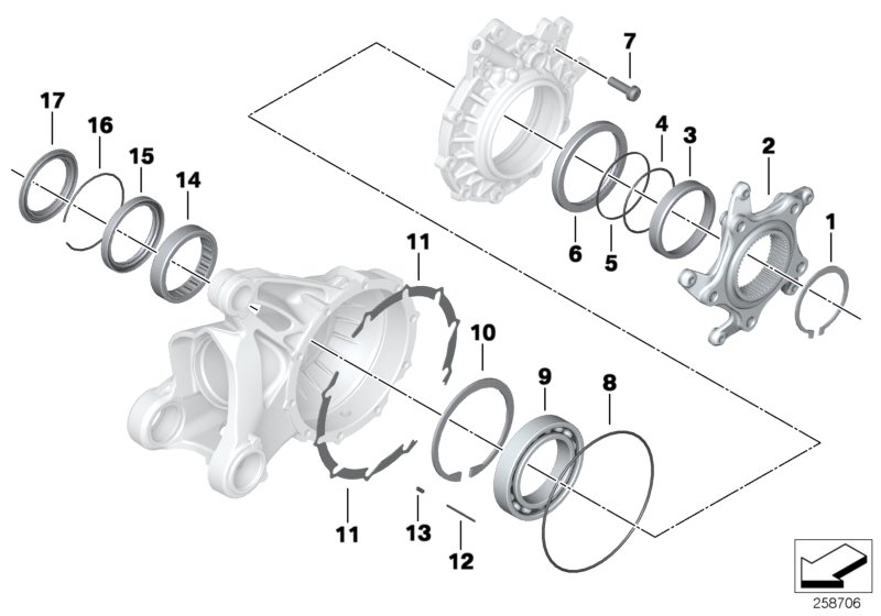 Крышка опоры ведомой шестерни с вентил. для BMW K23 R nineT Scrambler (0J31, 0J33) 0 (схема запчастей)