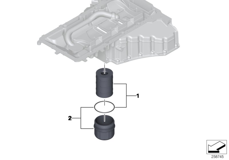 Смазочная система-масляный фильтр для BMW F12N M6 S63N (схема запчастей)