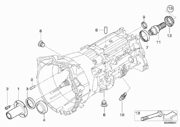 GS6X37BZ Картер и доп. элементы для BMW E92N 325xi N52N (схема запчастей)