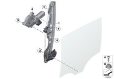 Механизм перемещения стекла двери Зд для BMW F20N 120i B48 (схема запасных частей)