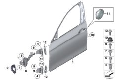 Дверь Пд, петли/ограничитель двери для BMW F11 530i N52N (схема запасных частей)