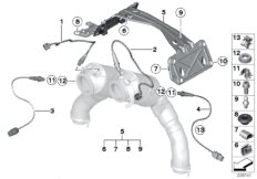 Лямбда-зонд/дополнительные элементы для BMW F13 M6 S63N (схема запасных частей)
