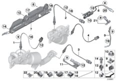 Лямбда-зонд/дополнительные элементы для BMW F10 523i N53 (схема запасных частей)