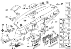облицовка панели приборов для BMW E60 M5 S85 (схема запасных частей)